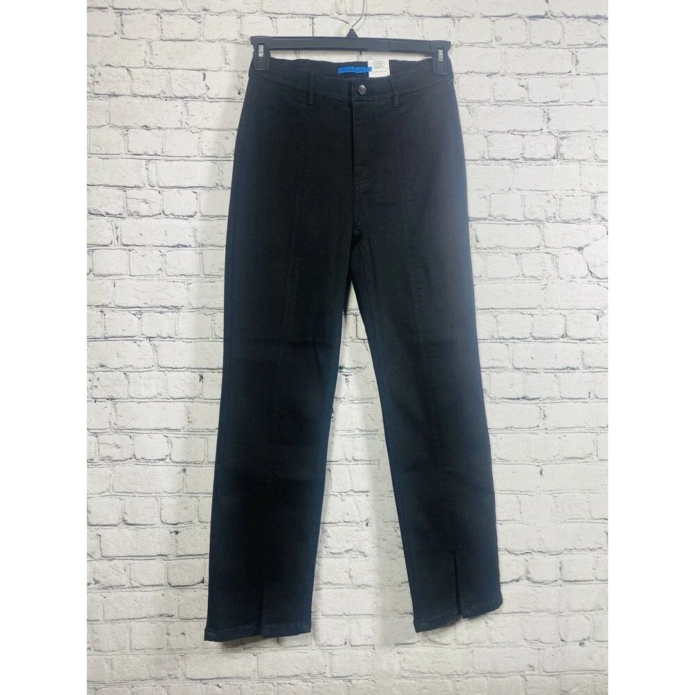 J. McLaughlin Rainey Jeans Womens Straight Leg Split Hem Black Size 4 NEW